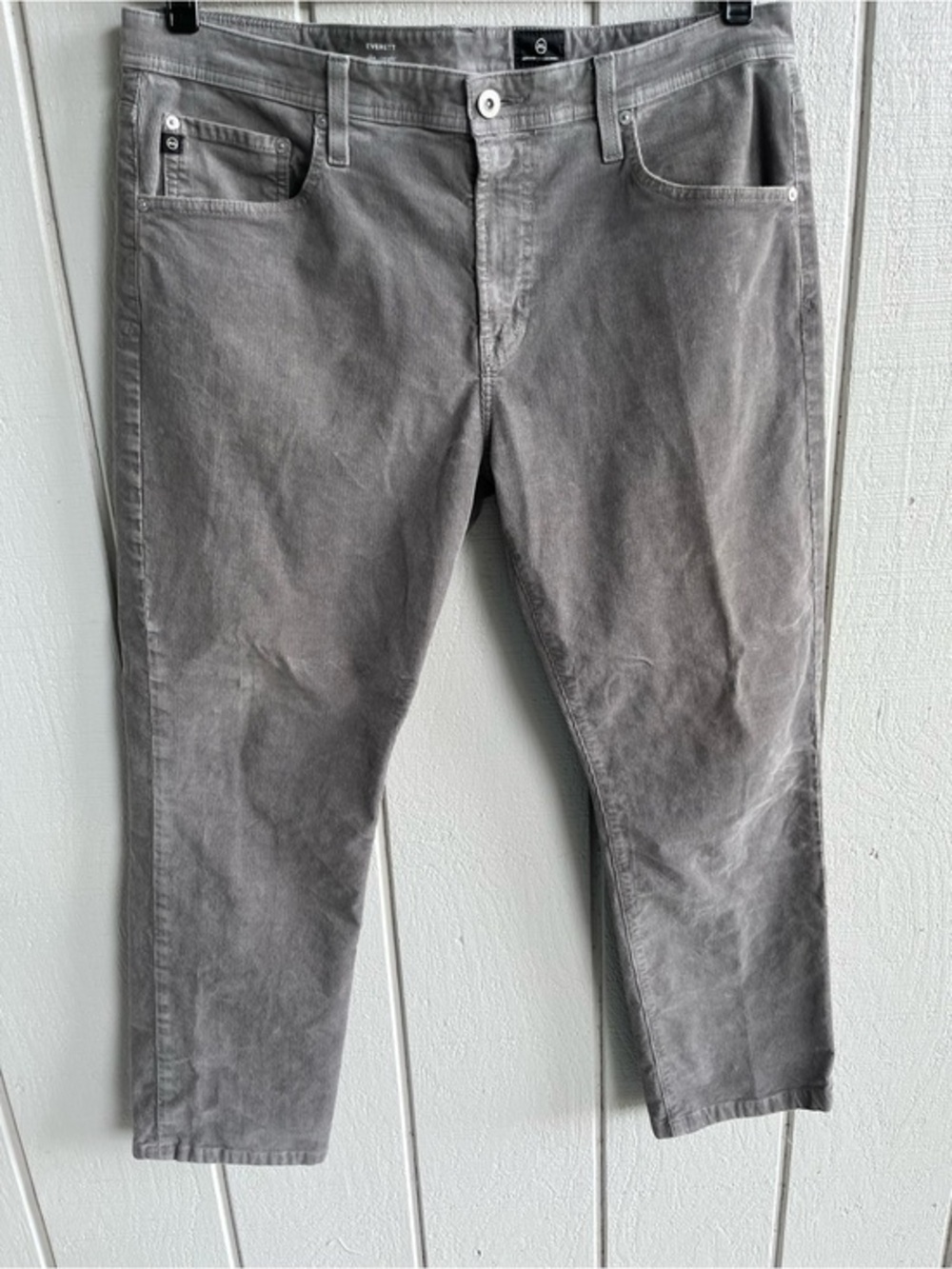 AG Adriano Goldschmied Men’s Gray Corduroy Pants Everette Slim Straight 36 x 34